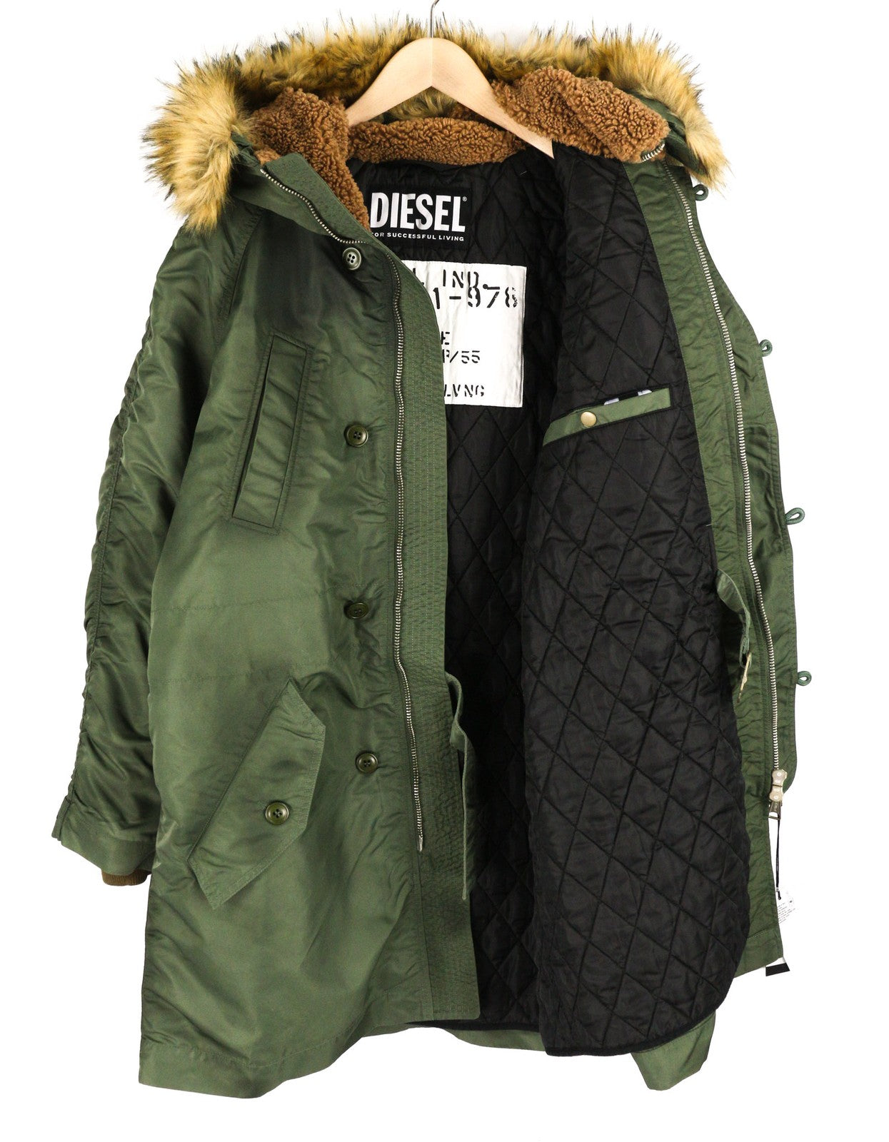 DIESEL W-Claud Mens Jacket M Oversized Parka RRP€395 Removable Faux Fur Hooded