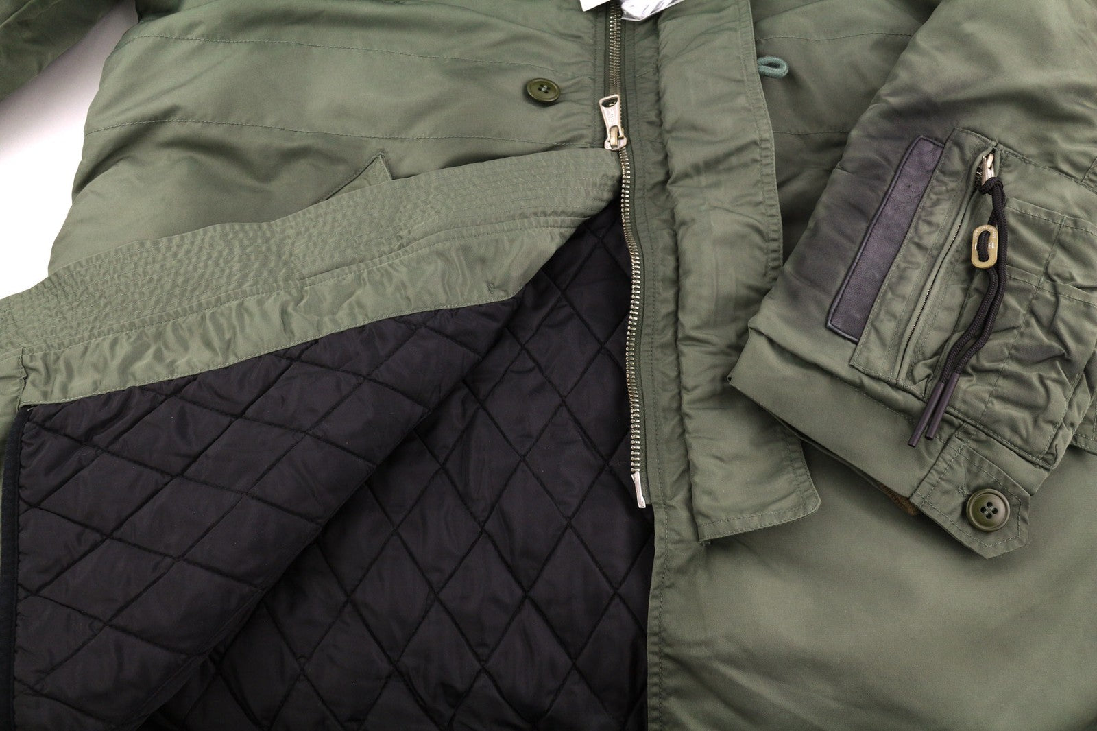 DIESEL W-Claud Mens Jacket L Oversized Parka RRP€395 Removable Faux Fur Green