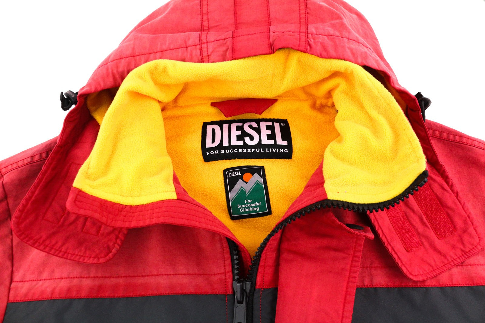 DIESEL W-Trodd Mens Jacket M Oversized Fleece Lined Hooded Coated RRP€395 Red