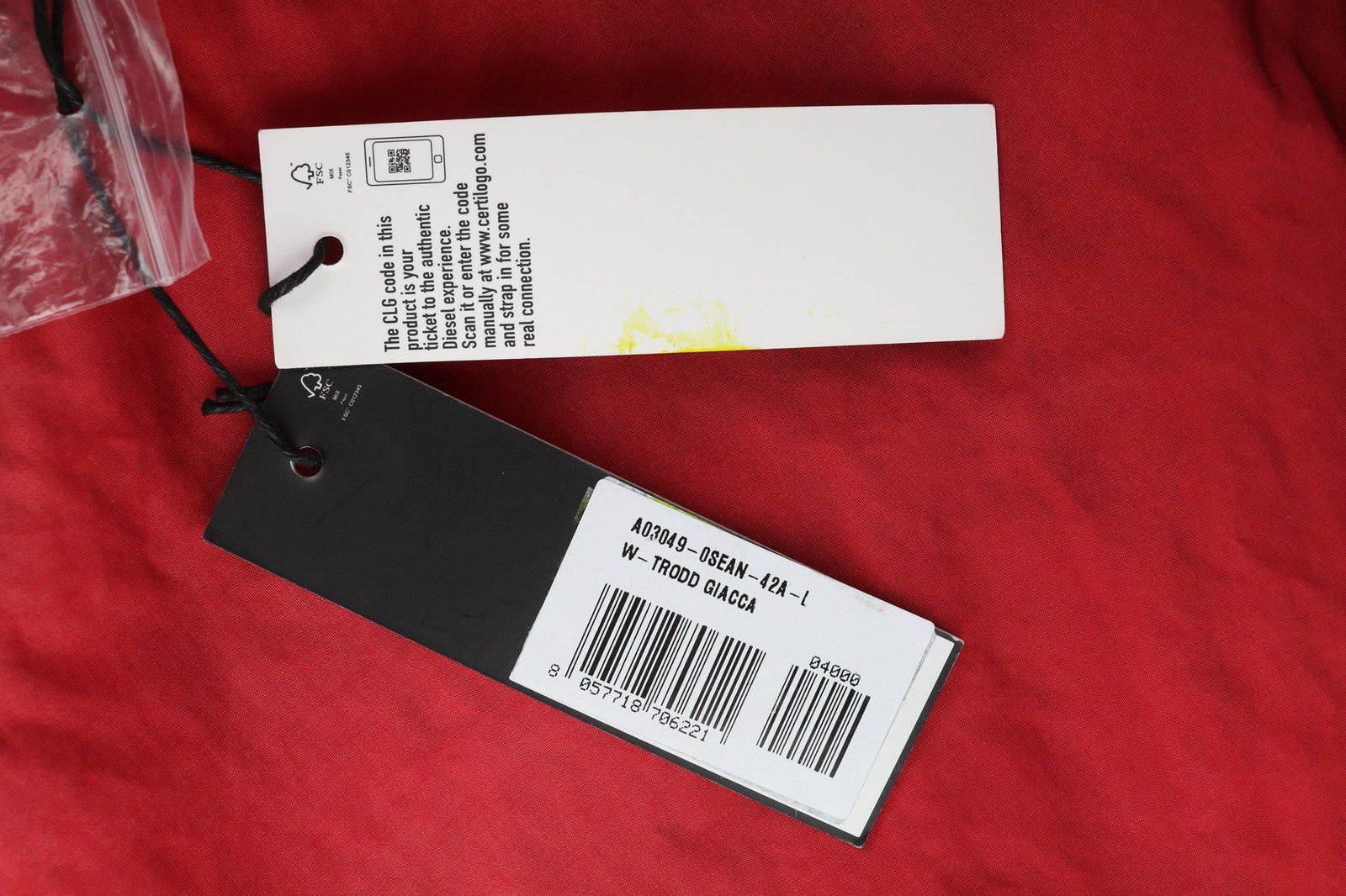 DIESEL W-Trodd Mens Jacket L Oversized Fleece Lined Hooded Coated Red RRP€395