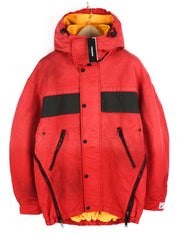 DIESEL W-Trodd Mens Jacket M Oversized Fleece Lined Hooded Coated Red RRP€395