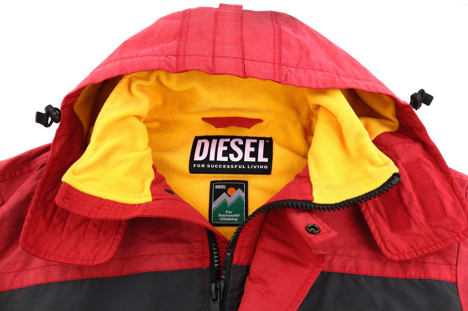 DIESEL W-Trodd Mens Jacket L Oversized Fleece Lined Hooded Coated Red RRP€395