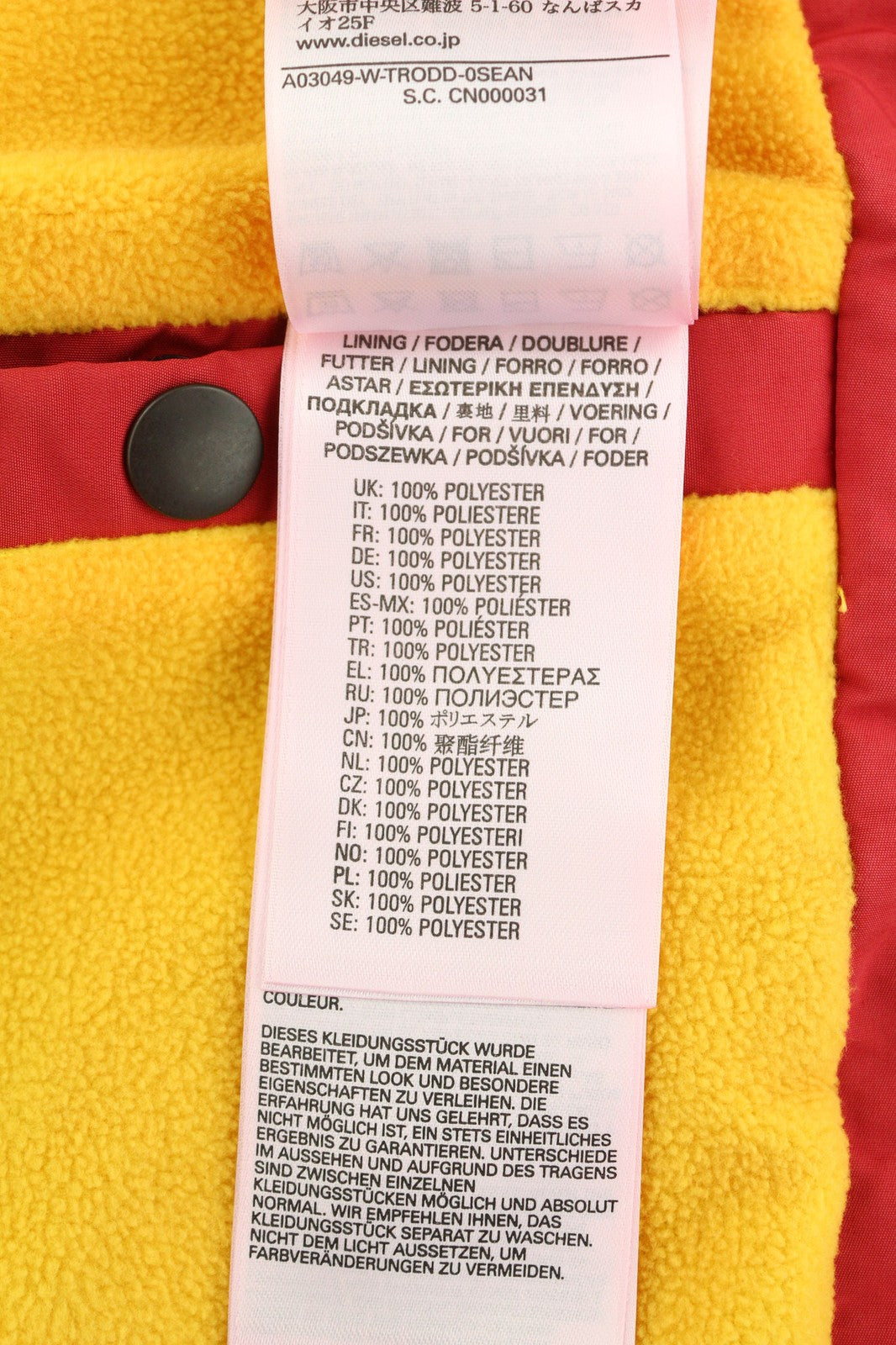 DIESEL W-Trodd Mens Jacket XL Oversized Fleece Lined Hooded Coated Red RRP€395