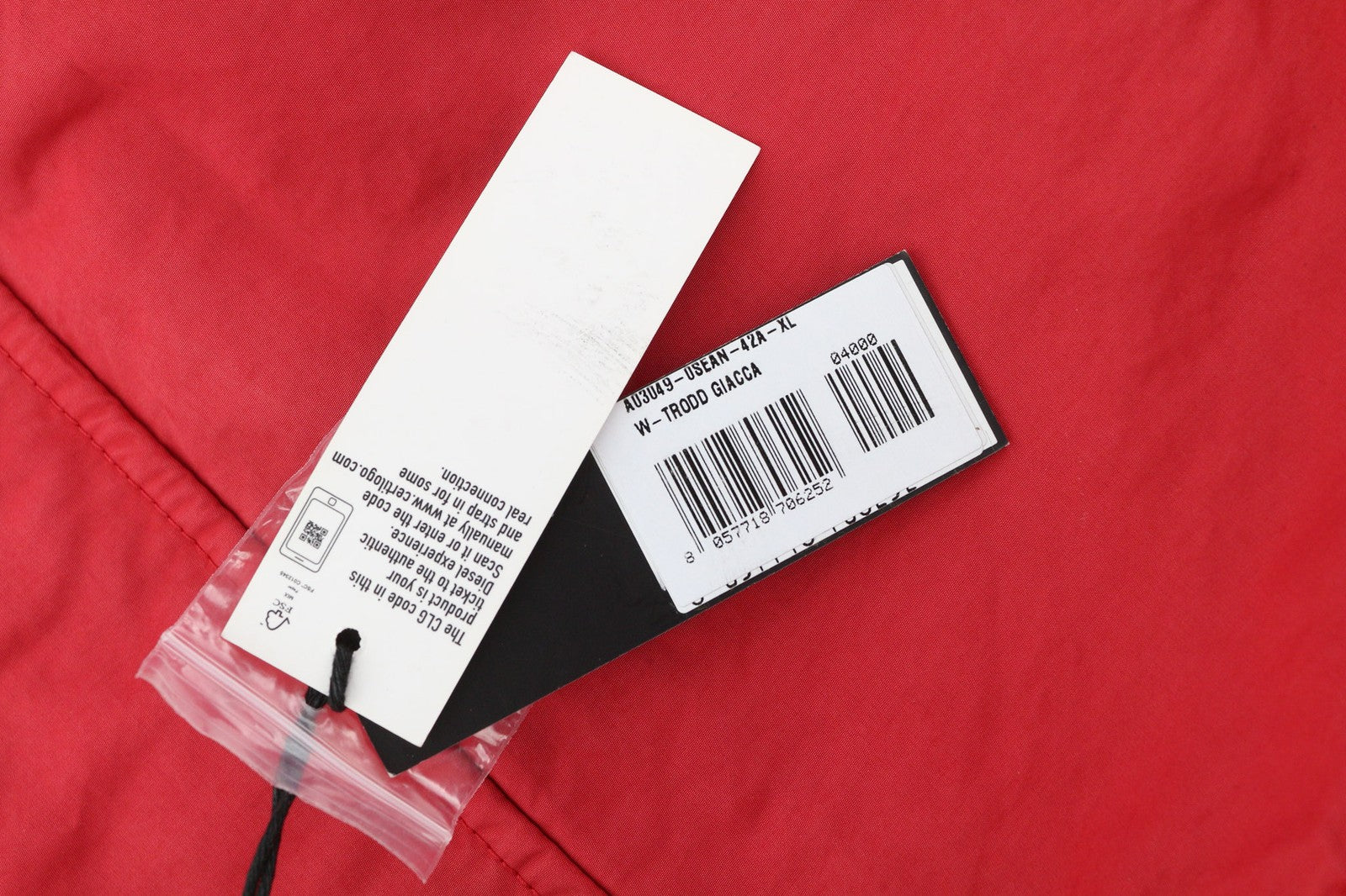 DIESEL W-Trodd Mens Jacket XL Oversized Fleece Lined Hooded Coated Red RRP€395