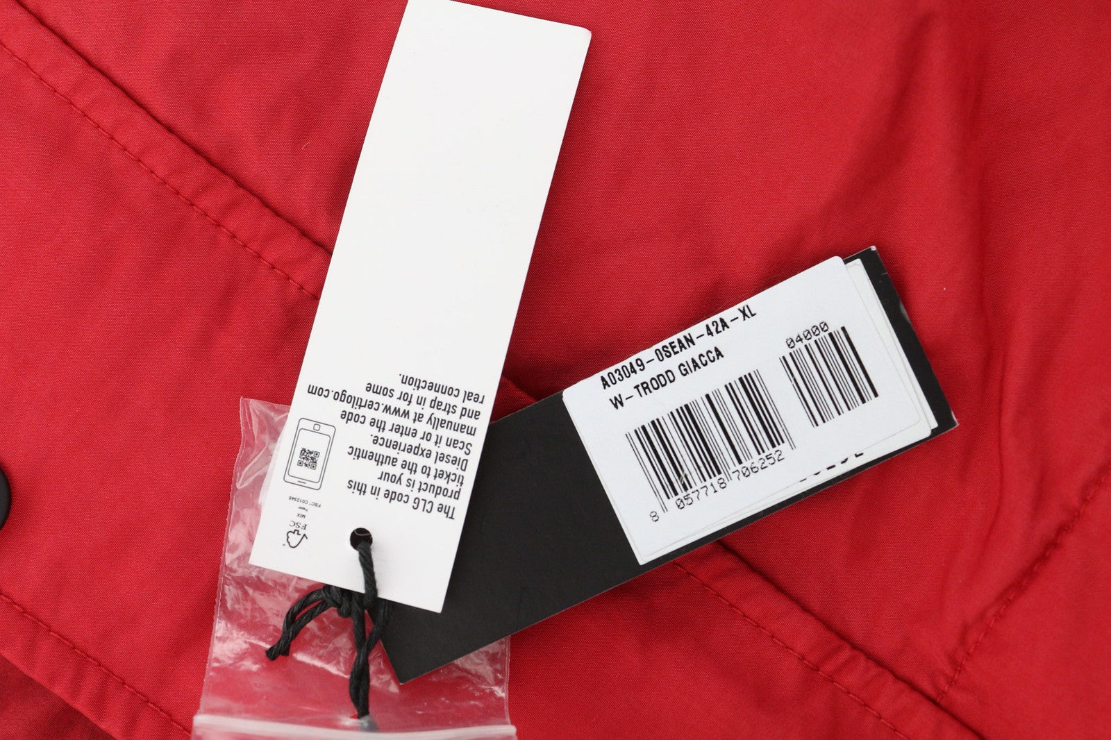 DIESEL W-Trodd Mens Jacket XL Oversized Fleece Lined Hooded Coated Zip RRP€395