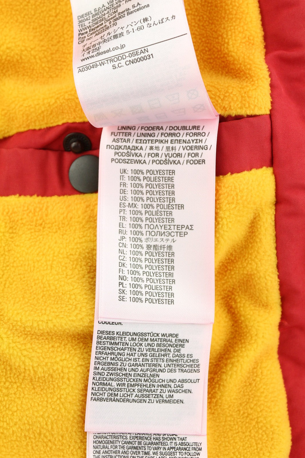 DIESEL W-Trodd Mens Jacket XL Oversized Fleece Lined Hooded Coated Zip RRP€395