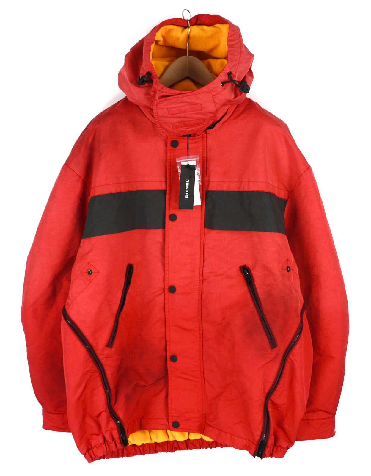 DIESEL W-Trodd Mens Jacket XL Oversized Fleece Lined Hooded Coated Zip RRP€395