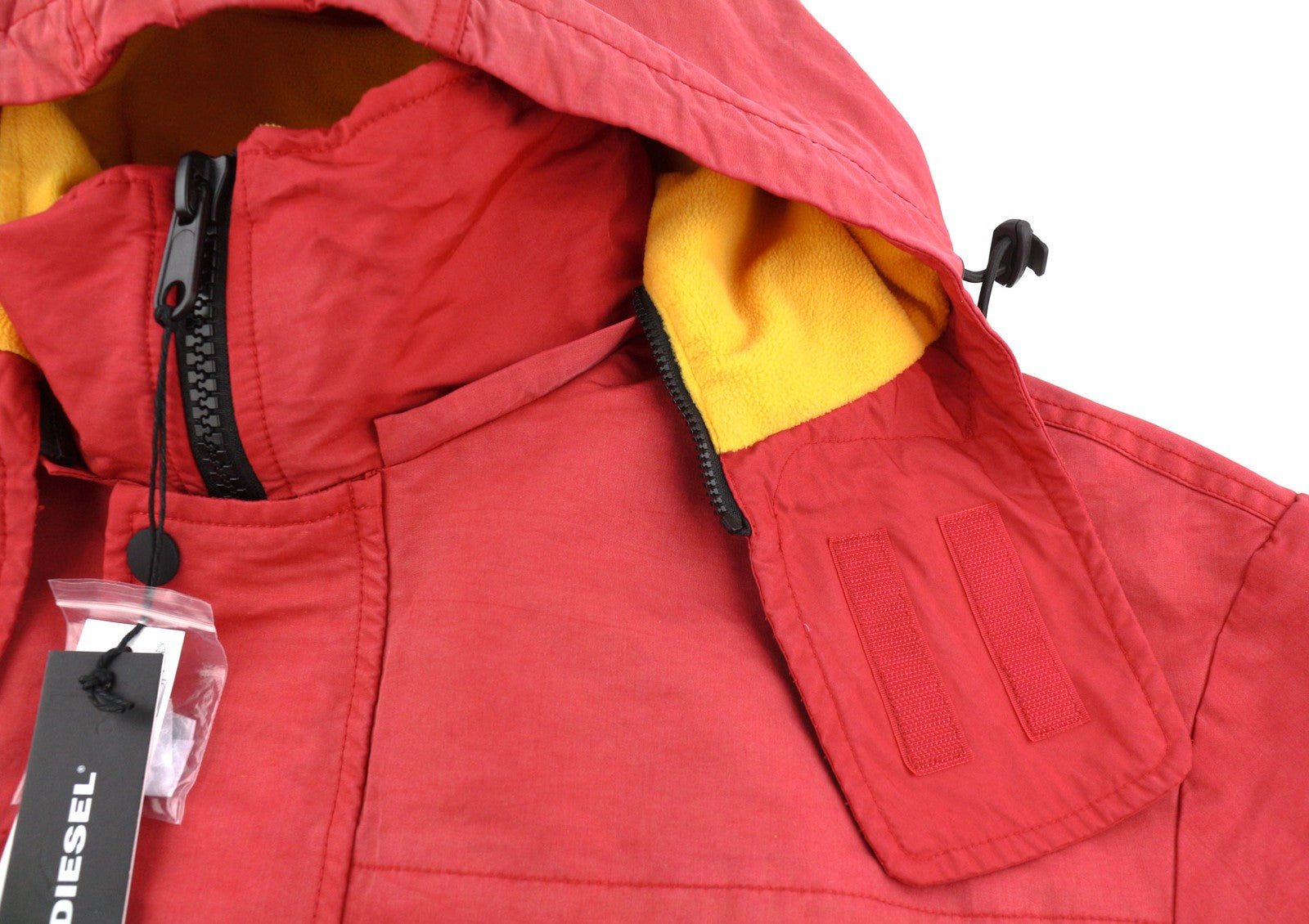 DIESEL W-Trodd Mens Jacket XL Oversized Fleece Lined Hooded Coated Zip RRP€395