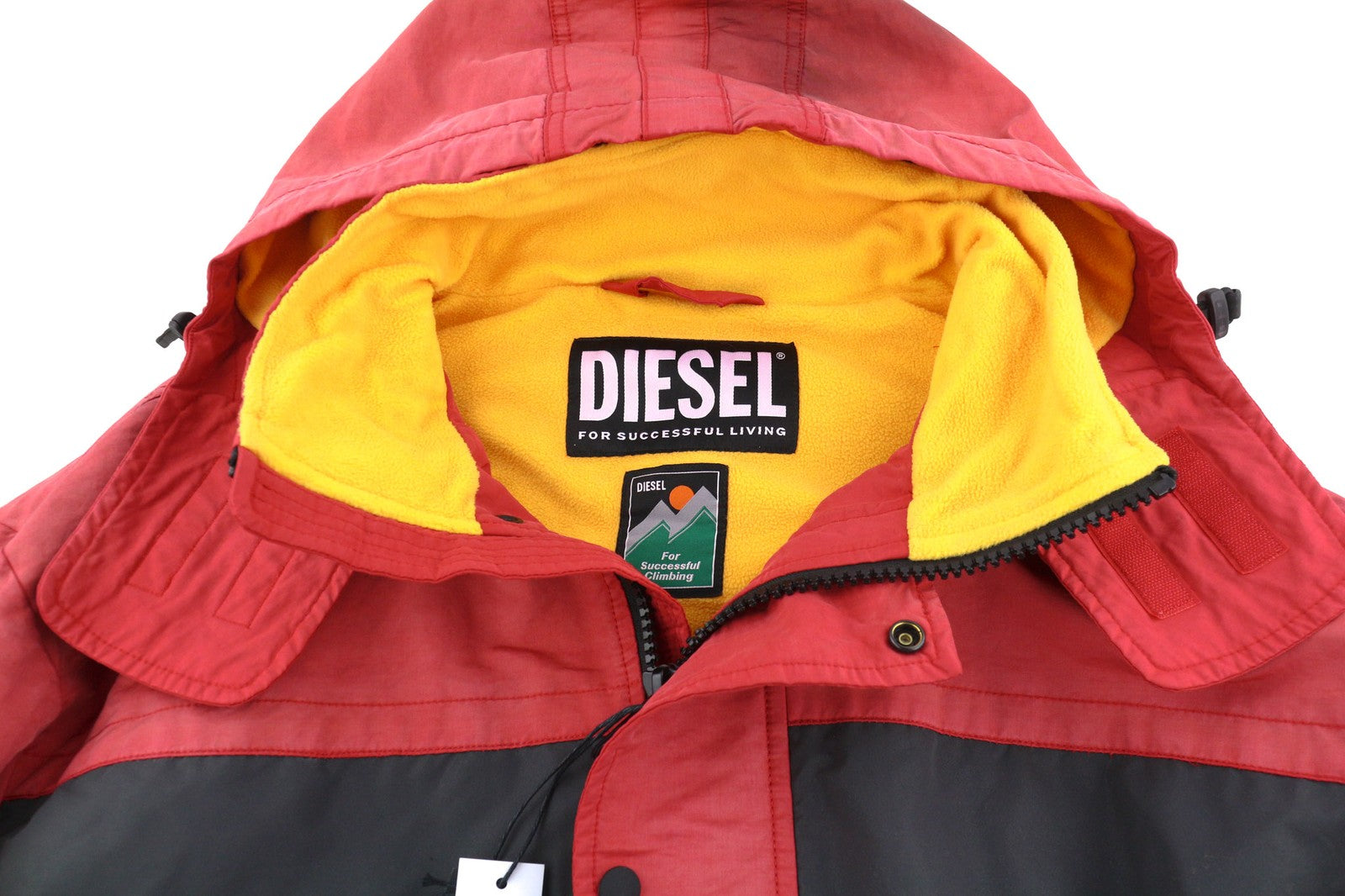 DIESEL W-Trodd Mens Jacket 2XL Oversized Fleece Lined Hooded Coated Red RRP€395