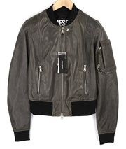 DIESEL L-Elia Womens Jacket M Bomber Sheepskin Leather Full Zip Grey RRP€795