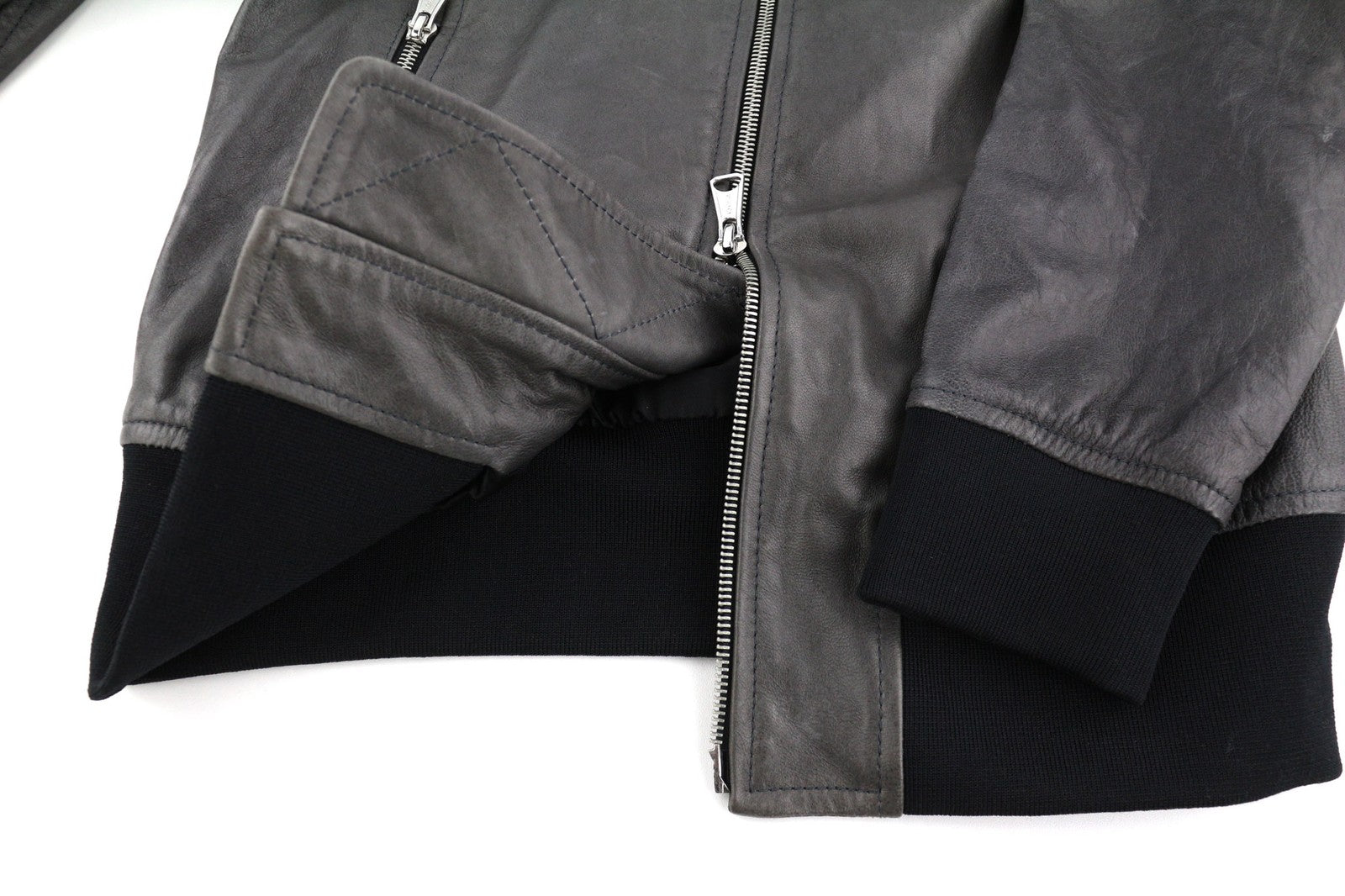 DIESEL L-Elia Womens Jacket M Bomber Sheepskin Leather Full Zip Grey RRP€795