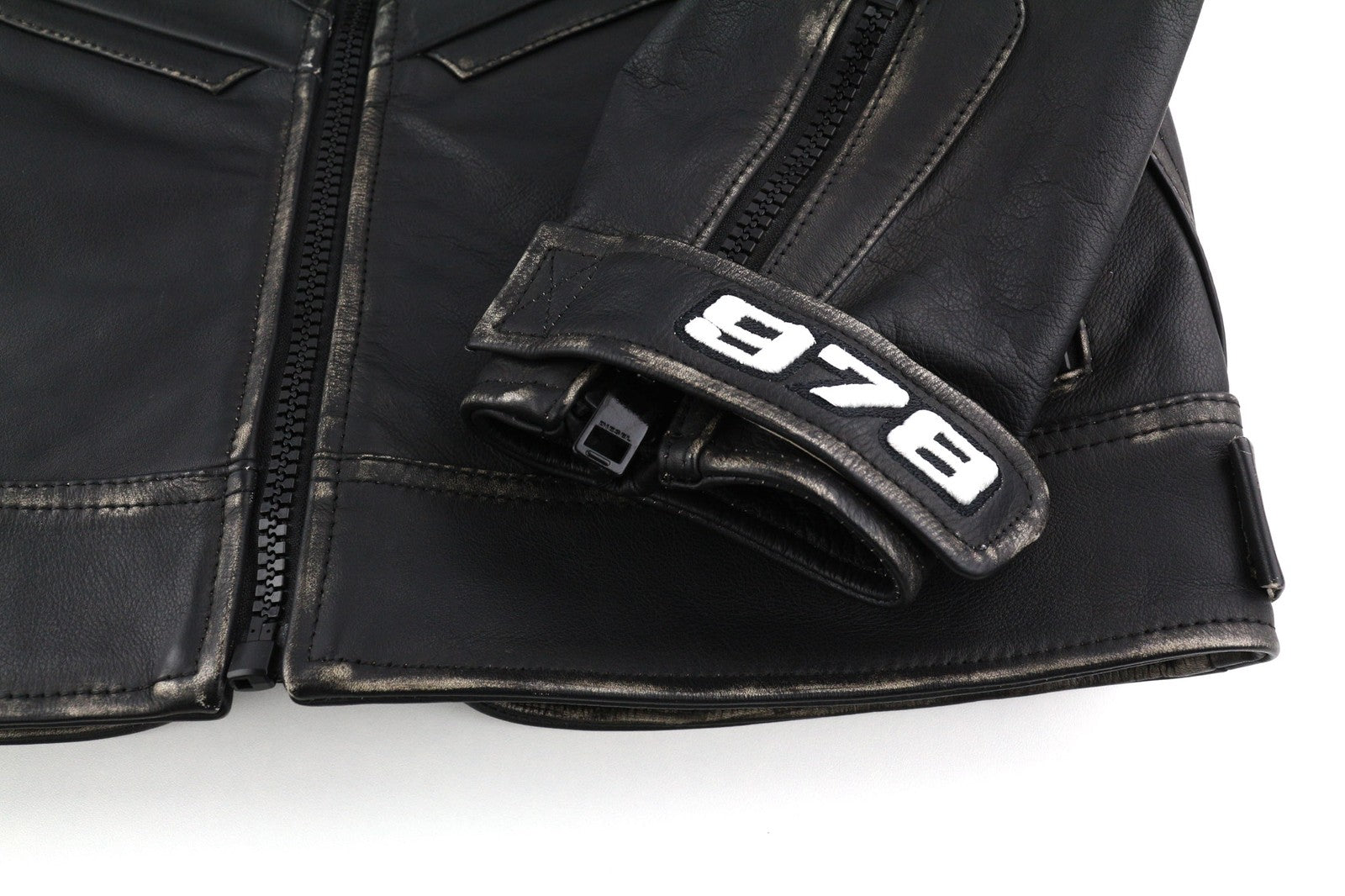 DIESEL L-Team Mens Jacket M Biker Cowhide Leather Padded Shoulder Aged RRP€795