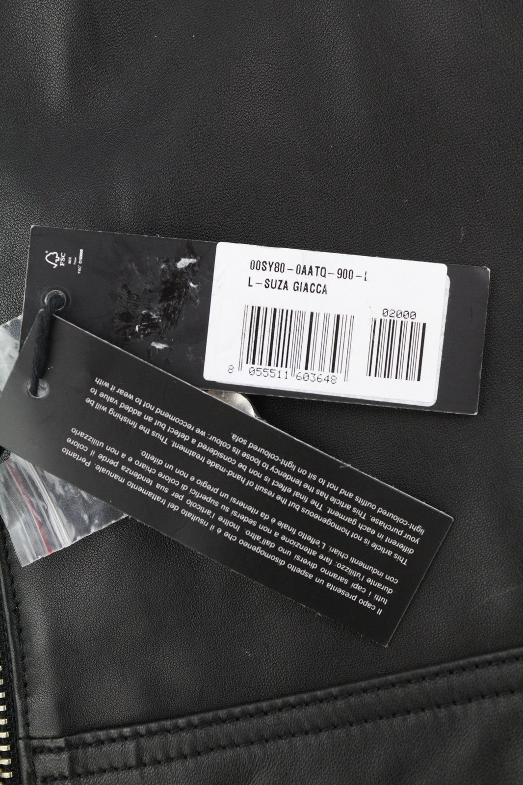 DIESEL L-Suza Womens Jacket L Black Lambskin Leather Band Neck Pockets RRP€750