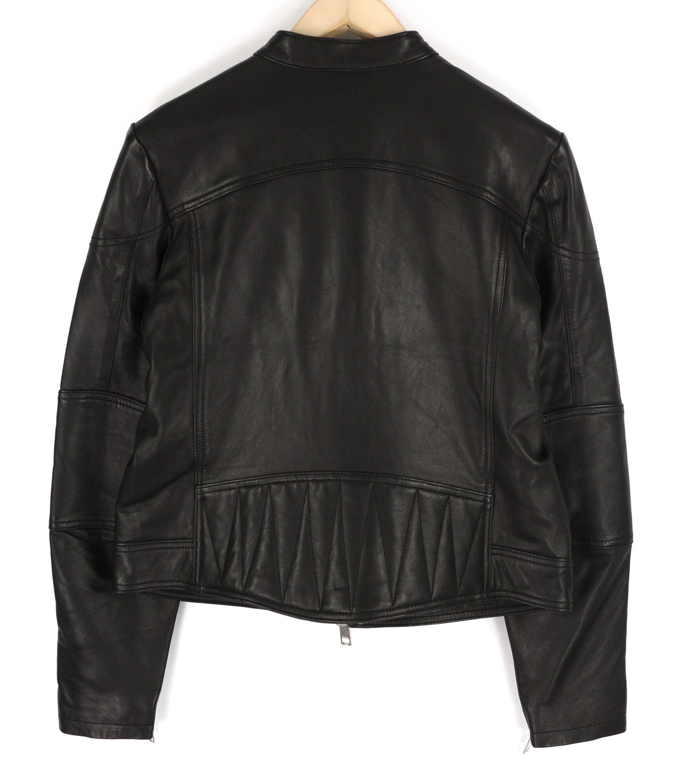 DIESEL L-Suza Womens Jacket L Black Lambskin Leather Band Neck Pockets RRP€750