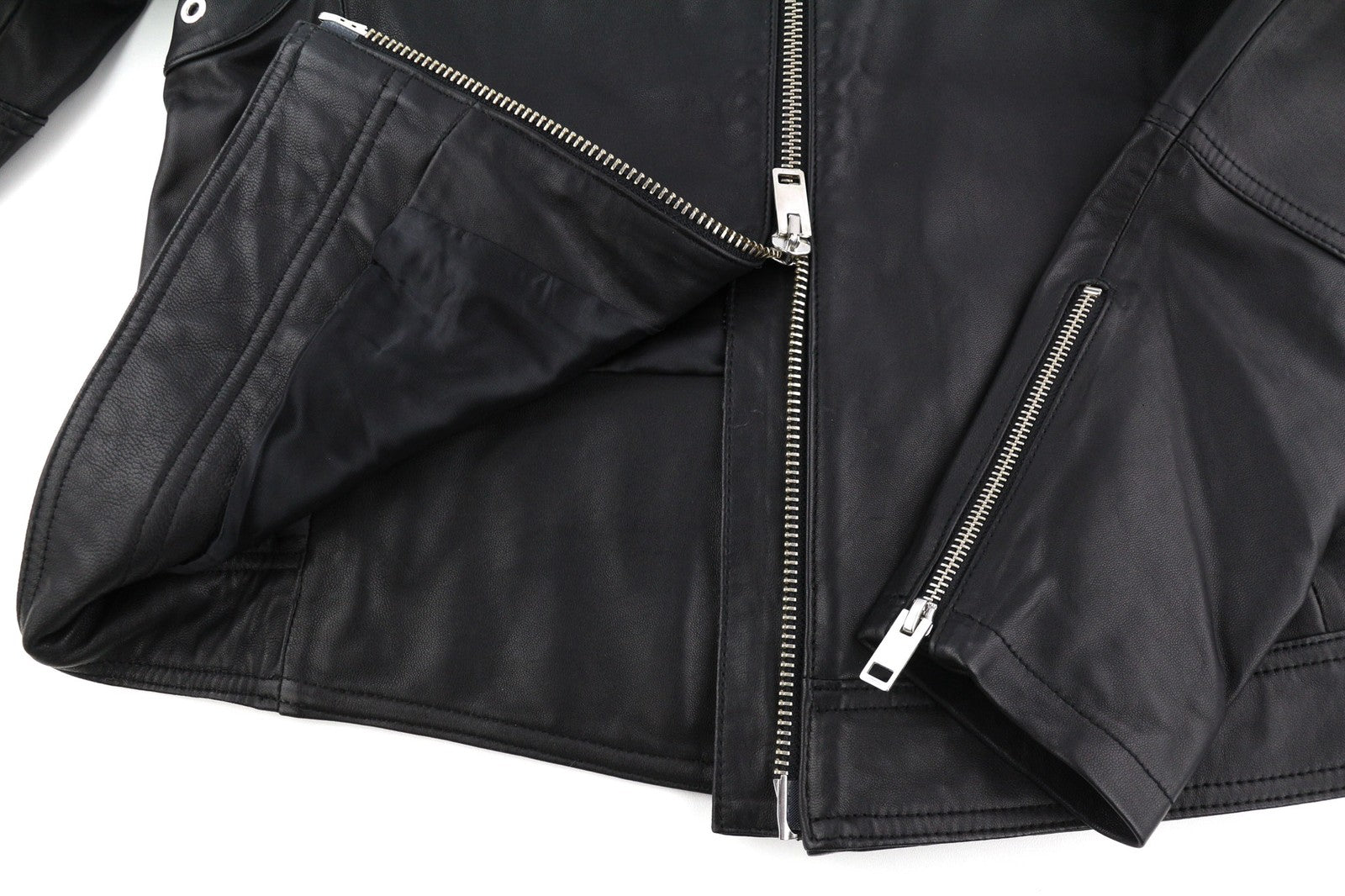 DIESEL L-Suza Womens Jacket L Black Lambskin Leather Band Neck Pockets RRP€750