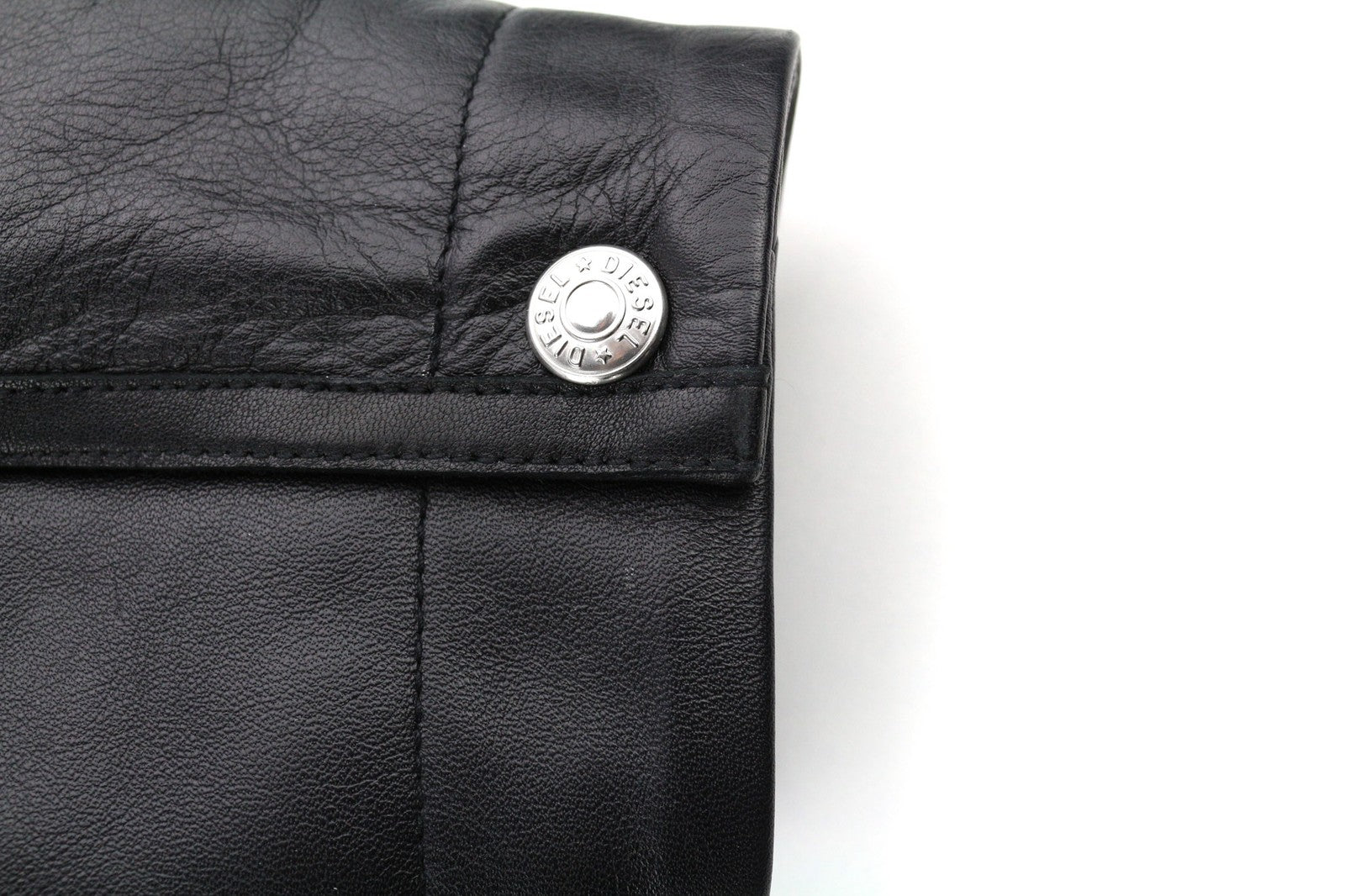 DIESEL L-Gilbert-Fur Mens Jacket L Cowhide Leather Lambskin Fur Collar RRP€1095