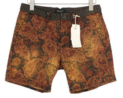 SCOTCH & SODA Men Shorts W31 Brown Paisley Pattern Zip Fly Logo Casual Chino