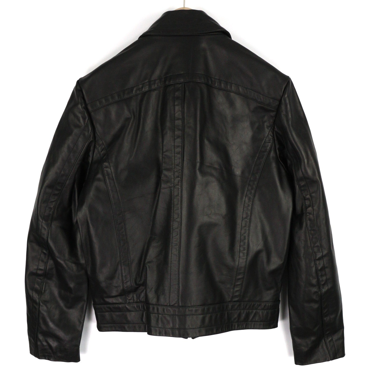 DIESEL L-Cale Mens Jacket L Black Cowhide Leather  Collar Lined  RRP€650