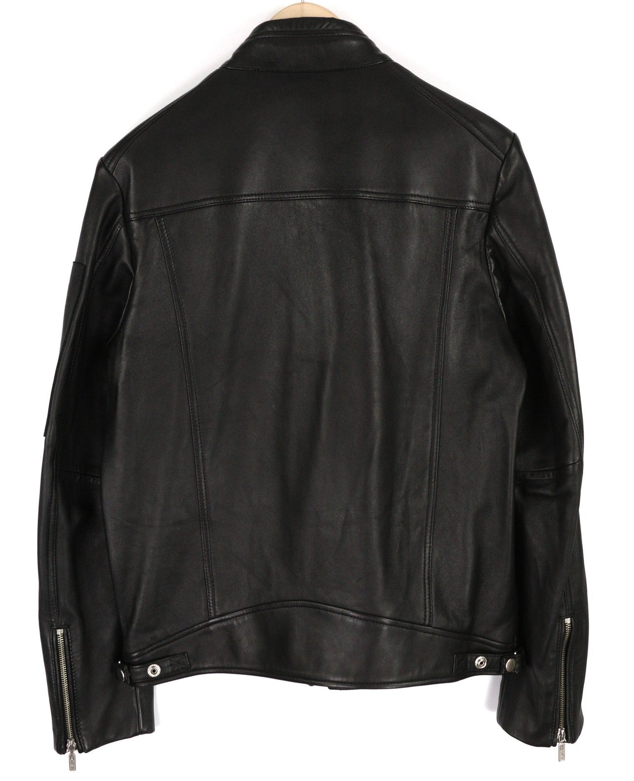 DIESEL L-Case-Ka Mens Jacket M Black Sheepskin Leather Band Collar RRP€450