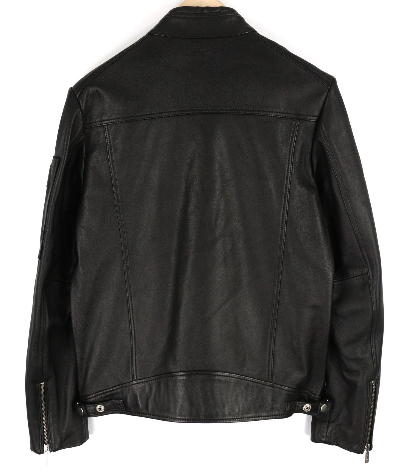 DIESEL L-Case-Ka Mens Jacket S Black Sheepskin Leather Band Collar RRP€450