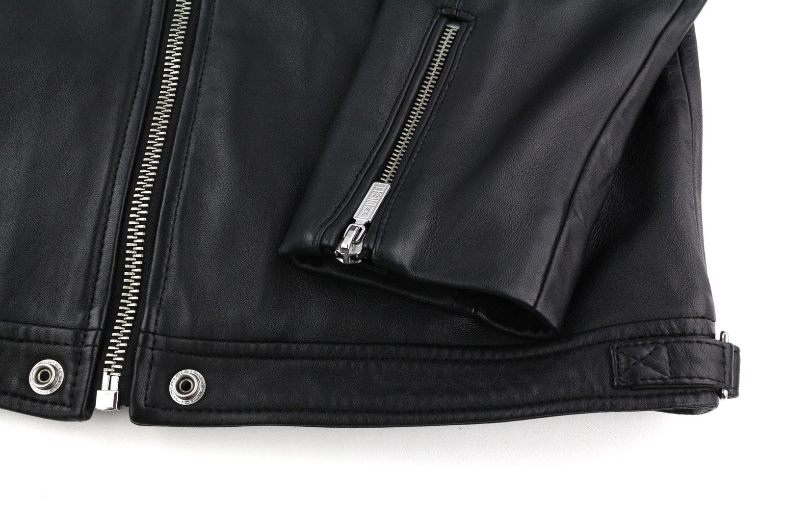 DIESEL L-Case-Ka Mens Jacket S Black Sheepskin Leather Band Collar RRP€450