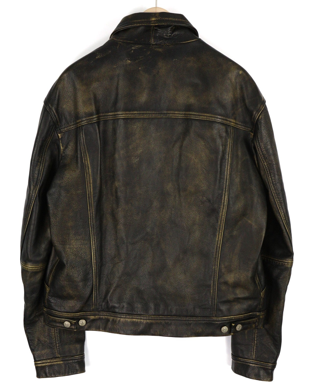 DIESEL L-Riley Mens Jacket XL Black Cowhide Leather Aged Look Button RRP€895