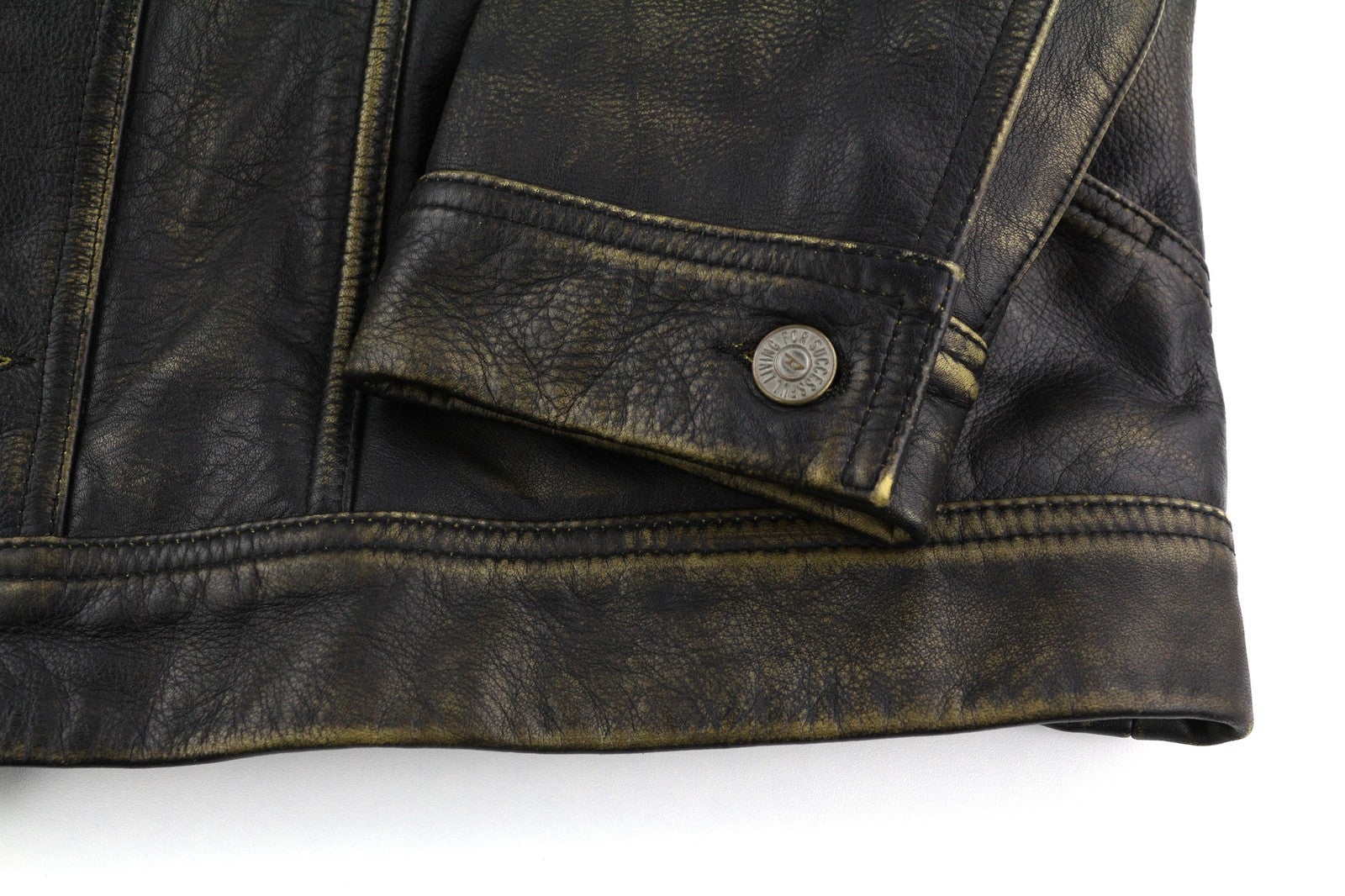 DIESEL L-Riley Mens Jacket XL Black Cowhide Leather Aged Look Button RRP€895