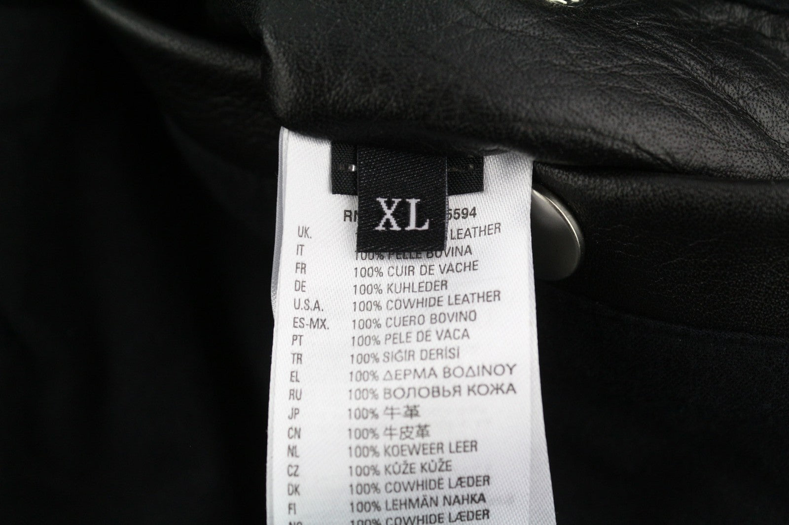 DIESEL L-Riley Mens Jacket XL Black Cowhide Leather Aged Look Button RRP€895