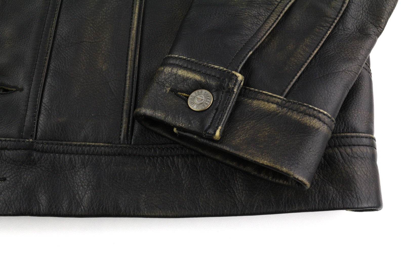 DIESEL L-Riley Mens Jacket L Black Cowhide Leather Aged Look Button Up RRP€895