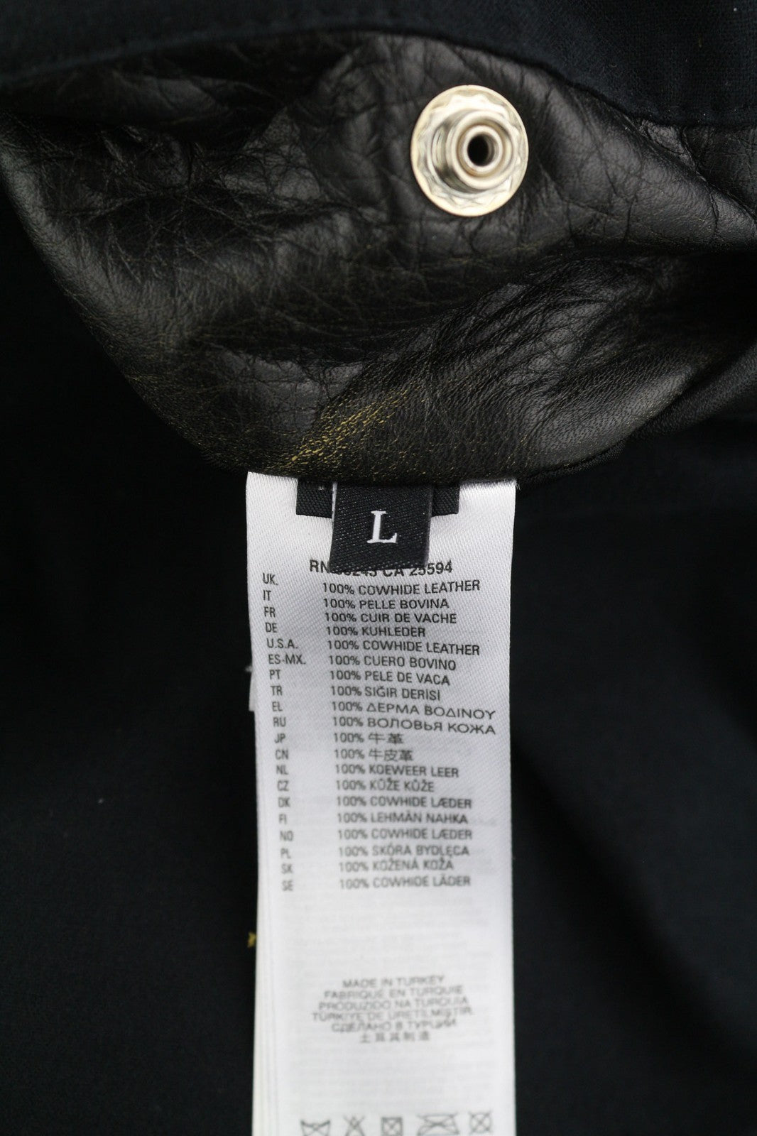 DIESEL L-Riley Mens Jacket L Black Cowhide Leather Aged Look Button Up RRP€895