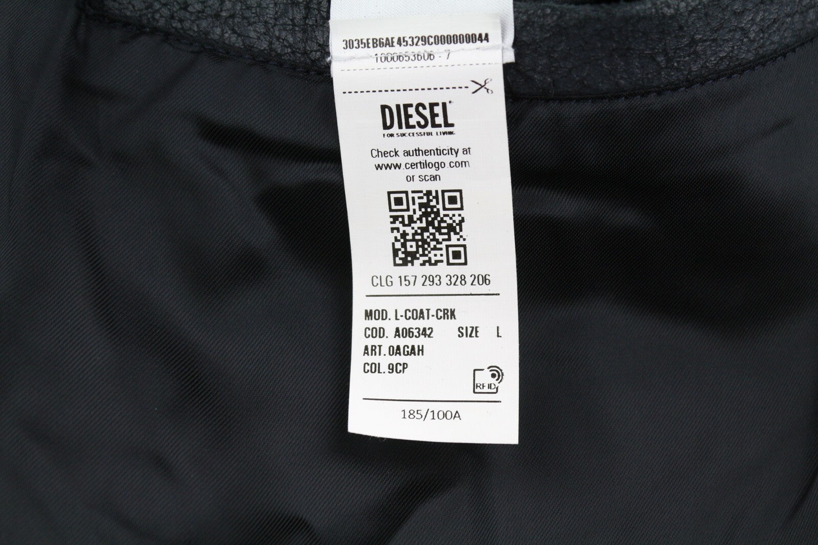 DIESEL L-Coat-CRK  L Lambskin Leather Jacket Notch Lapel Buttoned  RRP€1195