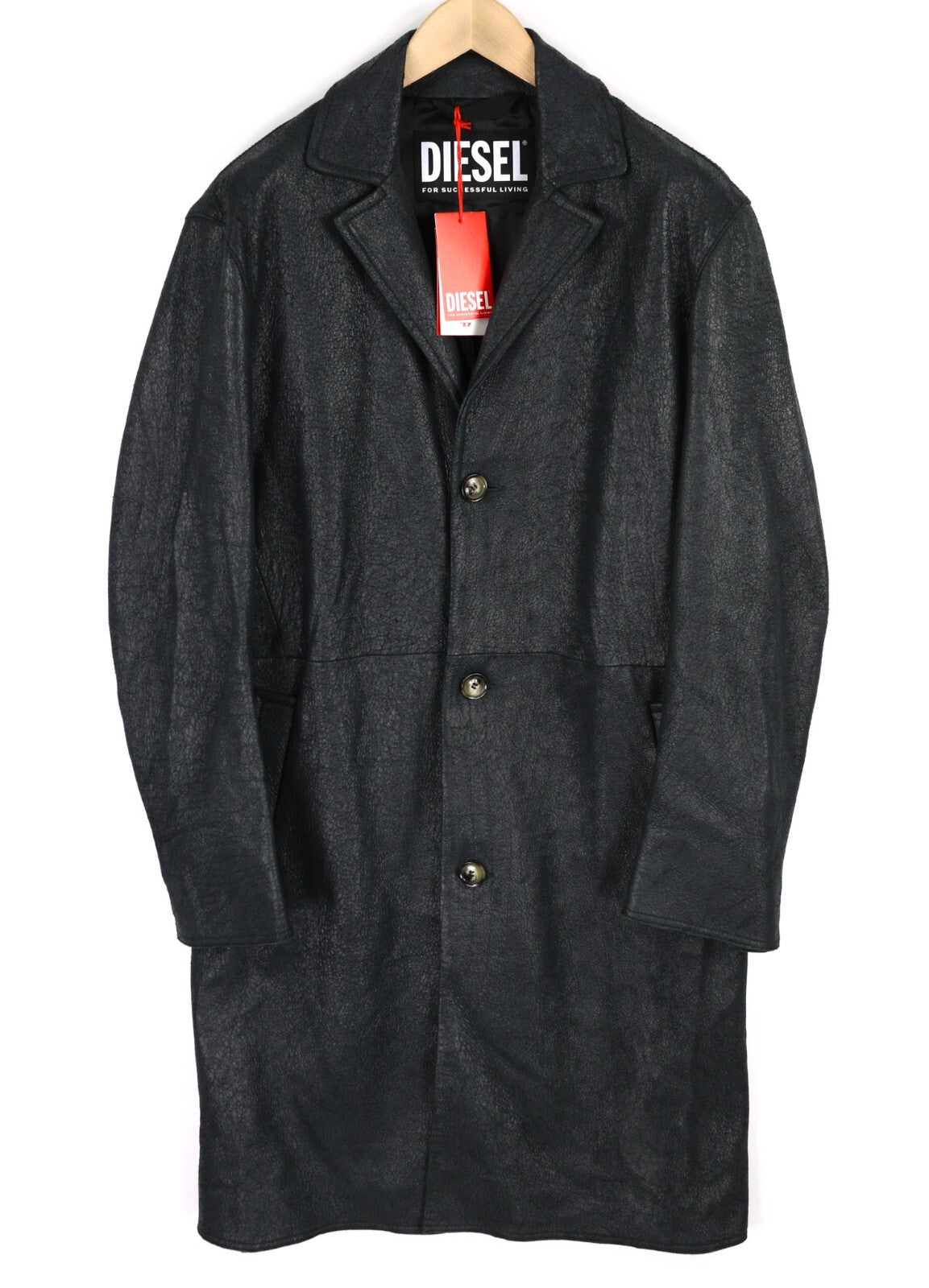 DIESEL L-Coat-CRK  L Lambskin Leather Jacket Notch Lapel Buttoned  RRP€1195