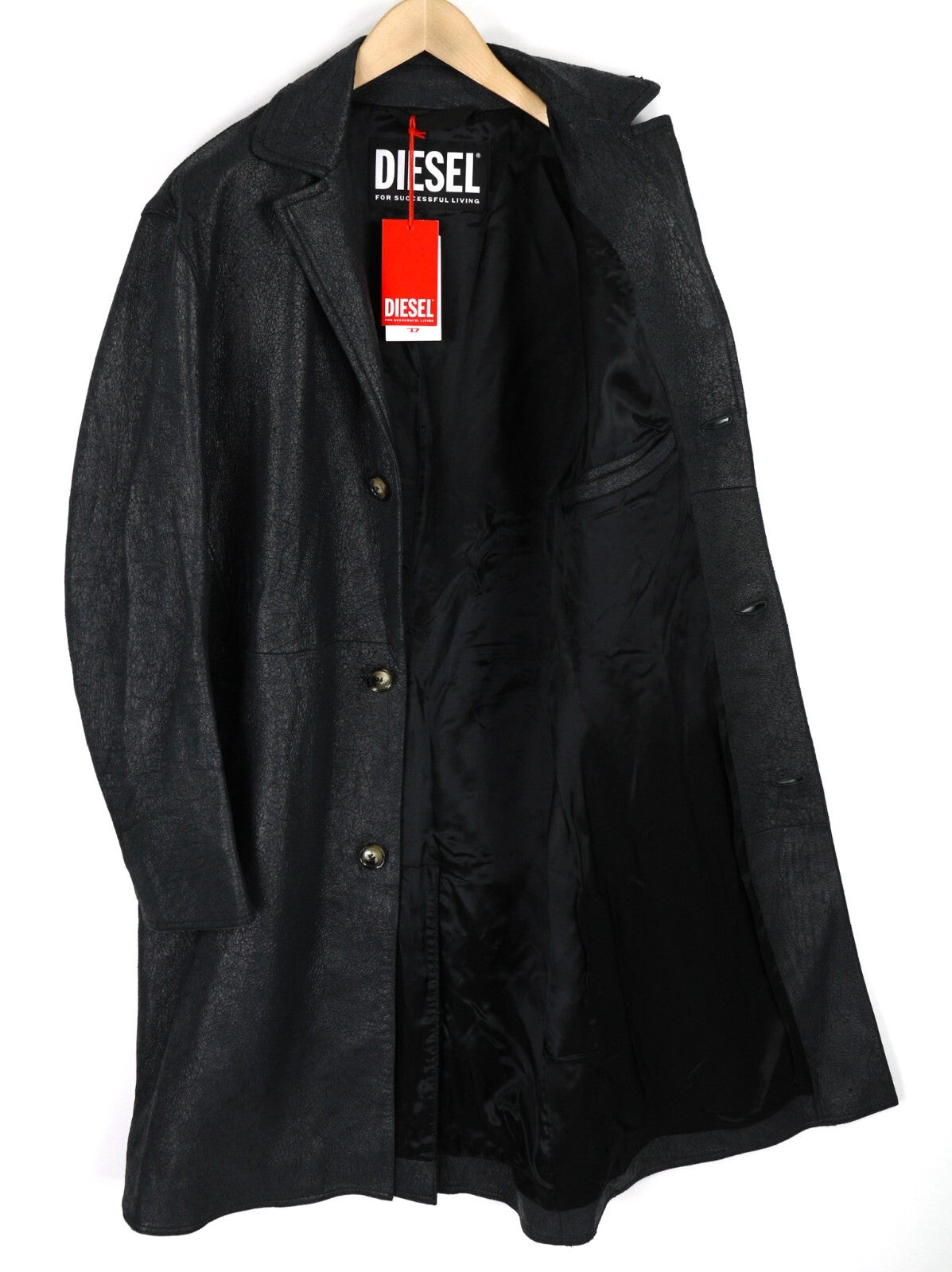 DIESEL L-Coat-CRK  L Lambskin Leather Jacket Notch Lapel Buttoned  RRP€1195