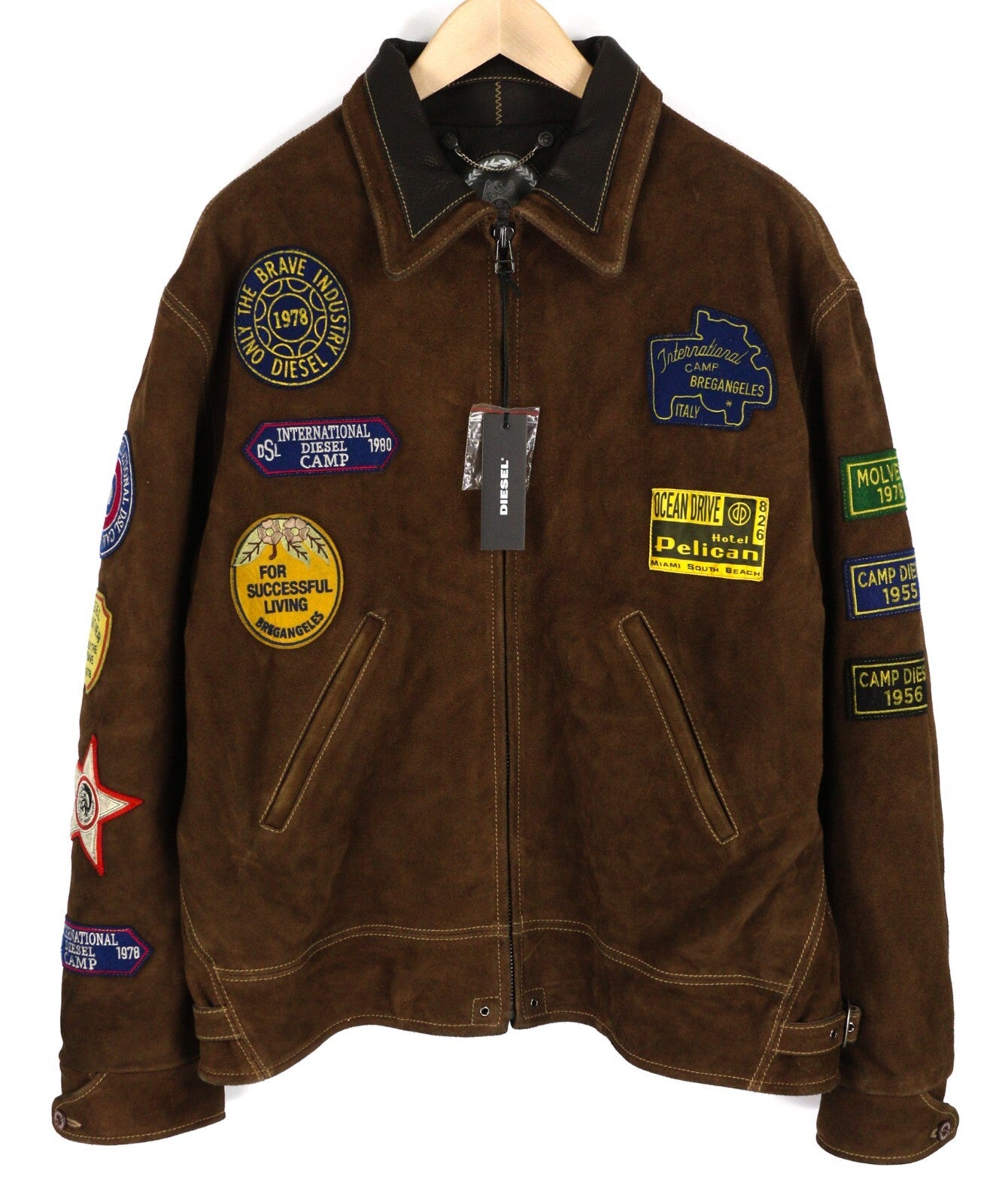 DIESEL D4D-3 Leather Jacke  Brown XL Suede Cowhide  Padded RRP€1099