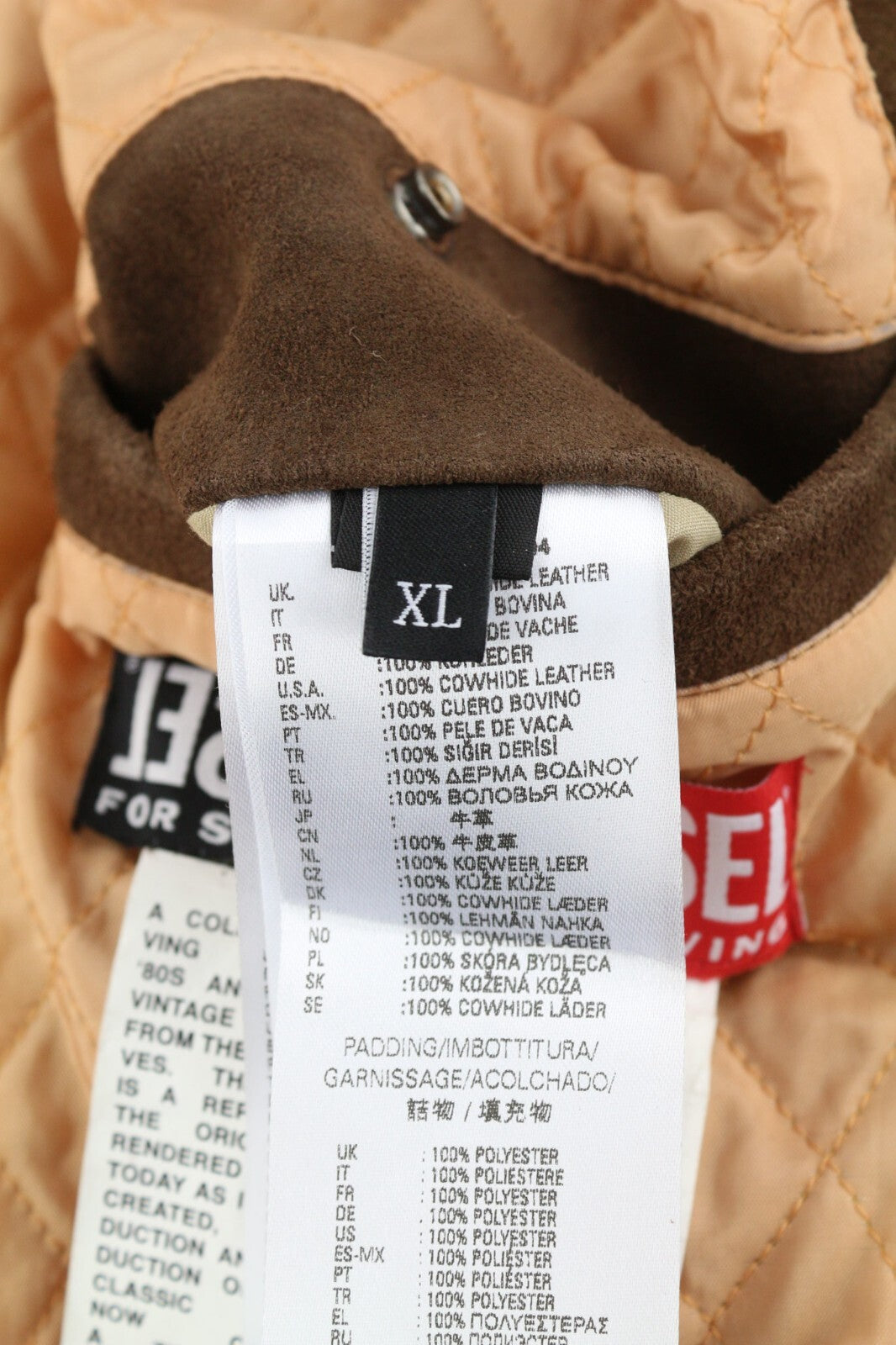 DIESEL D4D-3 Leather Jacke  Brown XL Suede Cowhide  Padded RRP€1099