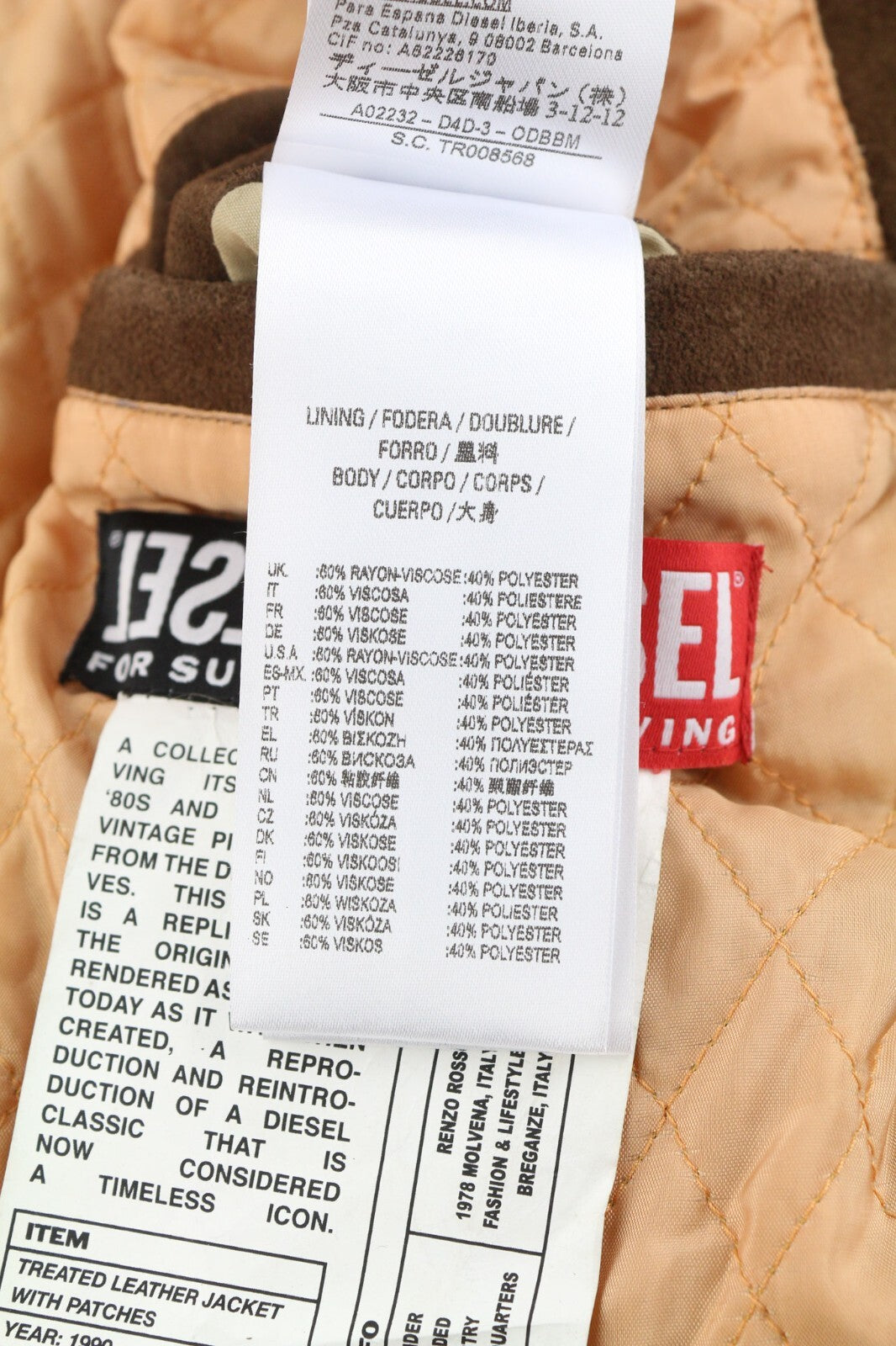 DIESEL D4D-3 Leather Jacke  Brown XL Suede Cowhide  Padded RRP€1099