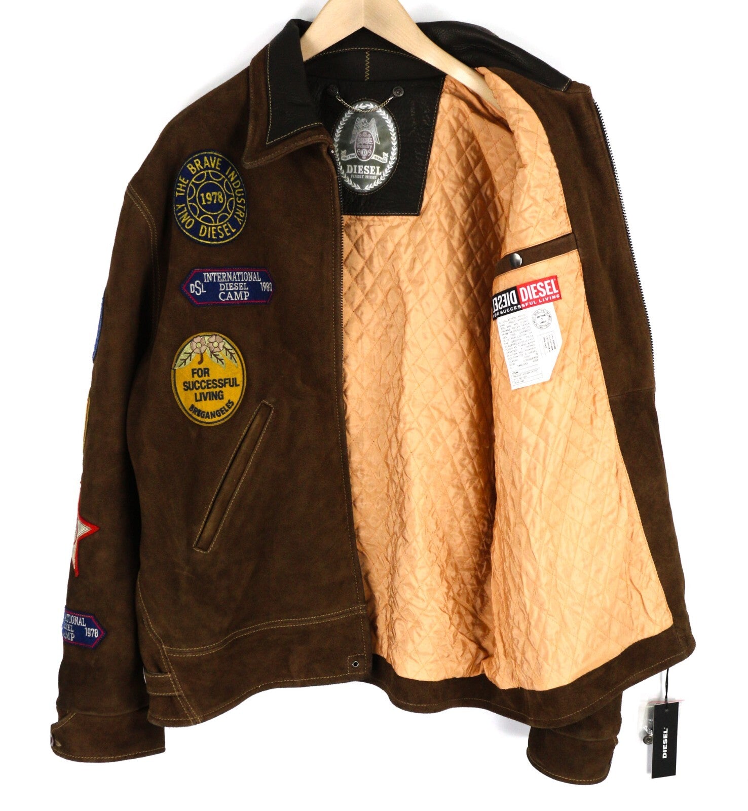 DIESEL D4D-3 Leather Jacke  Brown XL Suede Cowhide  Padded RRP€1099