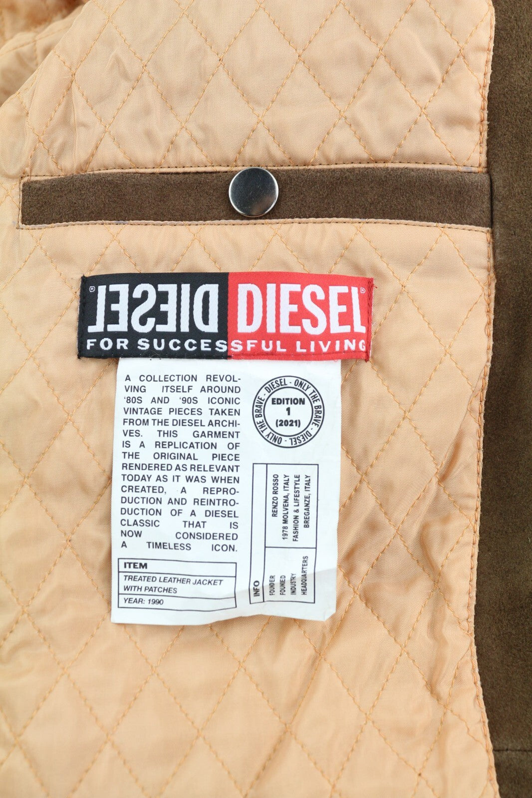 DIESEL D4D-3 Leather Jacke  Brown XL Suede Cowhide  Padded RRP€1099