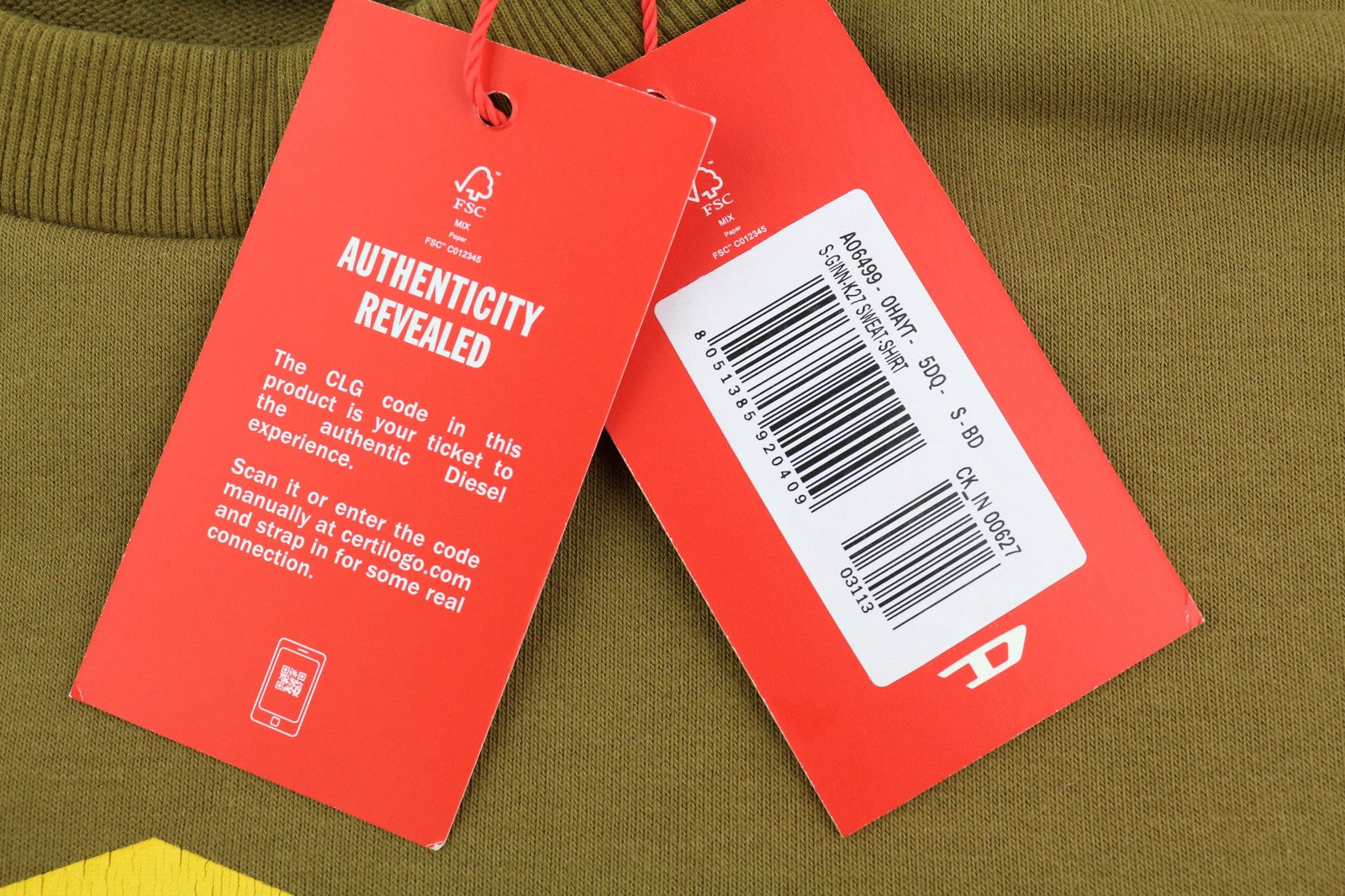 DIESEL S-Ginn-K27 Mens Sweatshirt S Brown Oversized Crew Neck RRP€125 Pullover