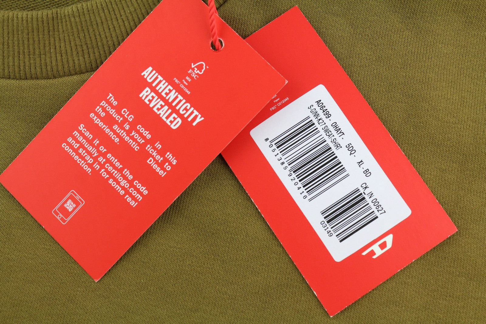 DIESEL S-Ginn-K27 Mens Sweatshirt XL Brown Oversized Crew Neck Pullover RRP€125