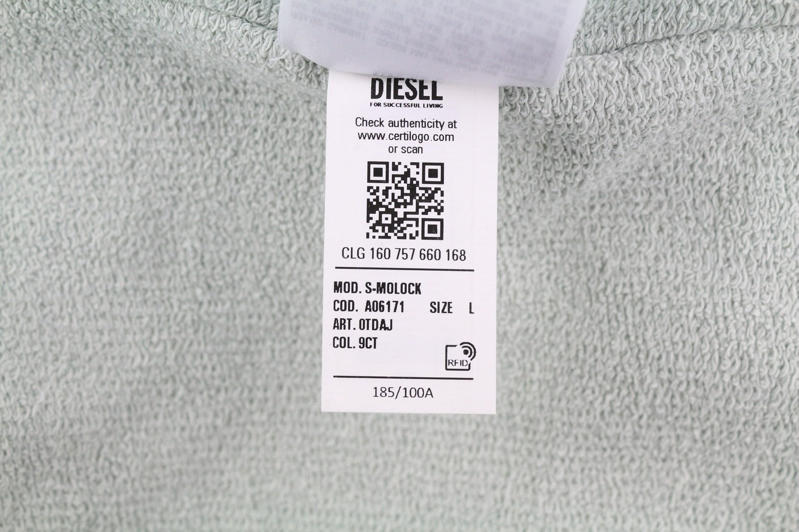 DIESEL S-Molock Mens Sweatshirt L Light Grey Pullover Oversized Crew  RRP€195