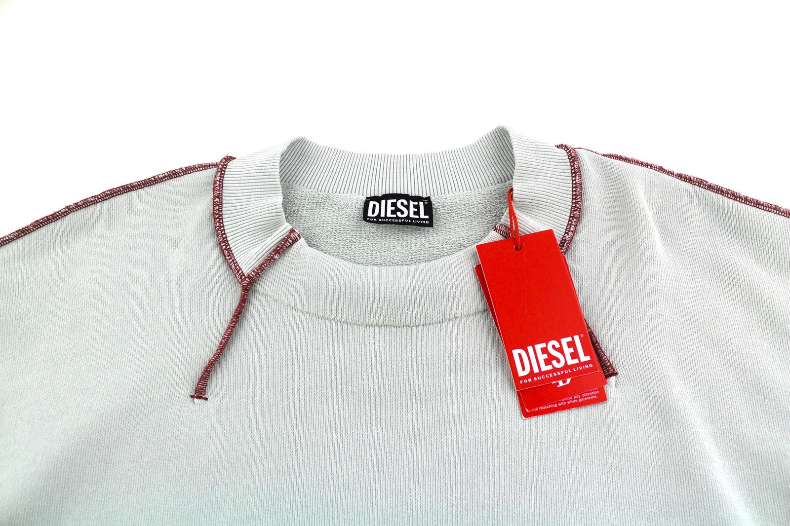 DIESEL S-Molock Mens Sweatshirt L Light Grey Pullover Oversized Crew  RRP€195