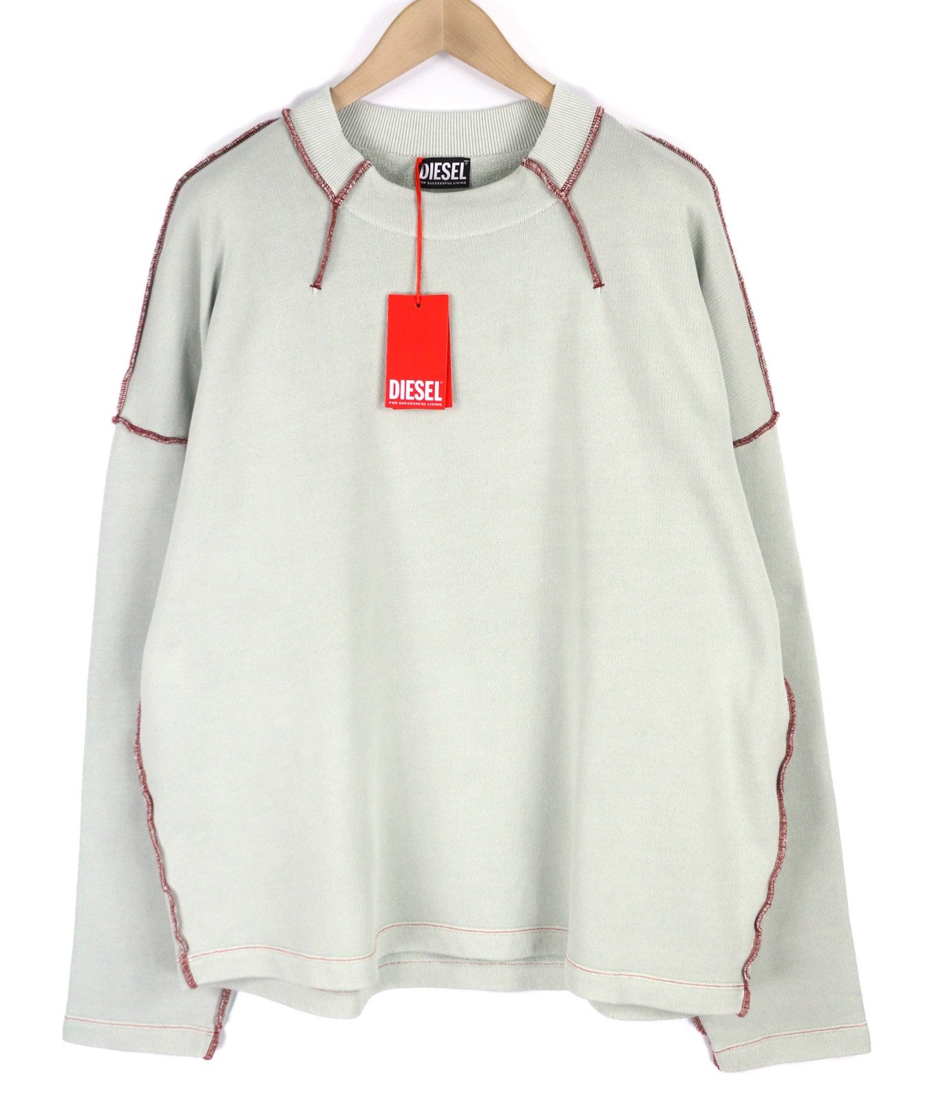 DIESEL S-Molock Mens Sweatshirt L Light Grey Pullover Oversized Crew RRP€195