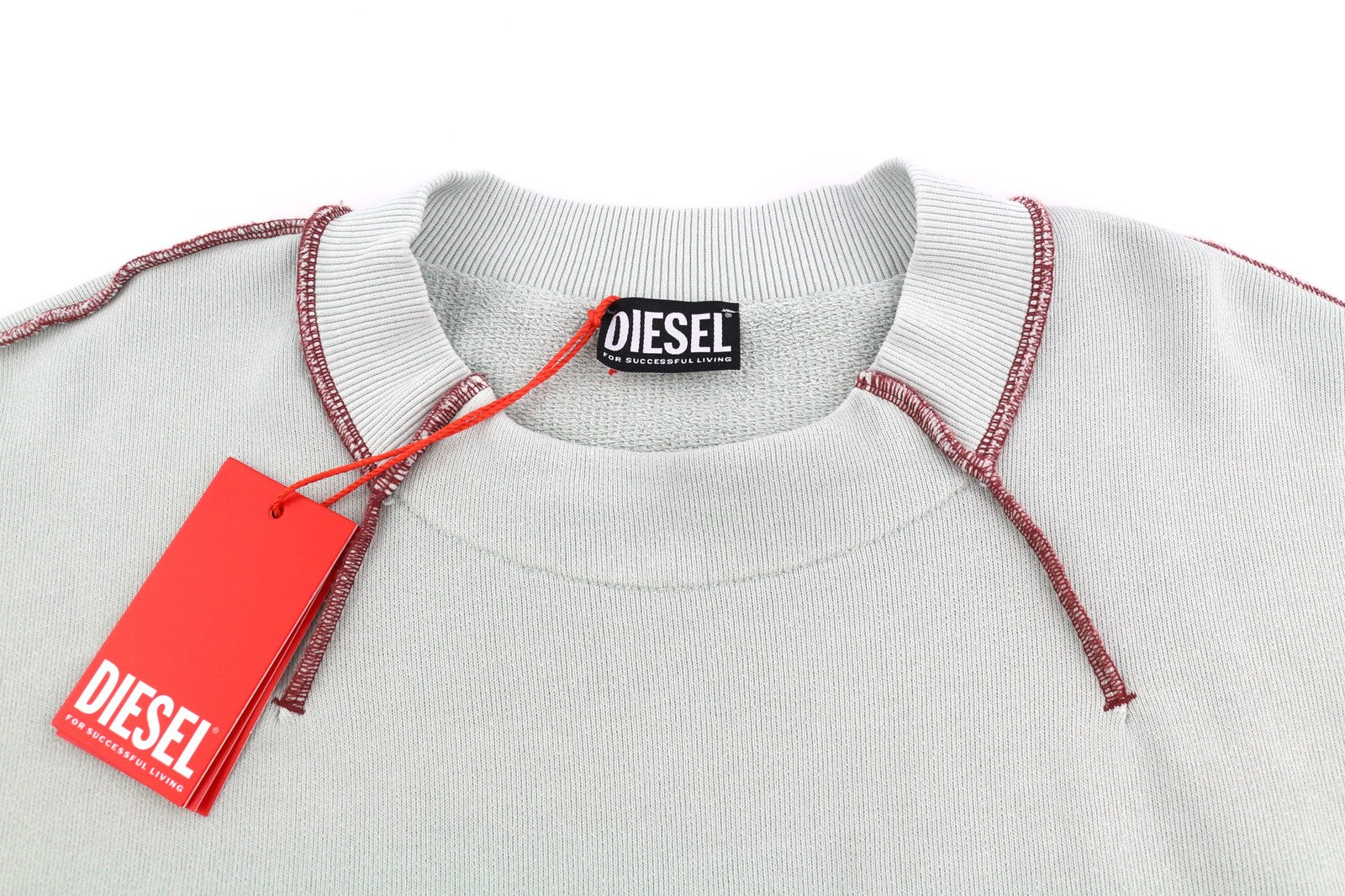 DIESEL S-Molock Mens Sweatshirt L Light Grey Pullover Oversized Crew RRP€195