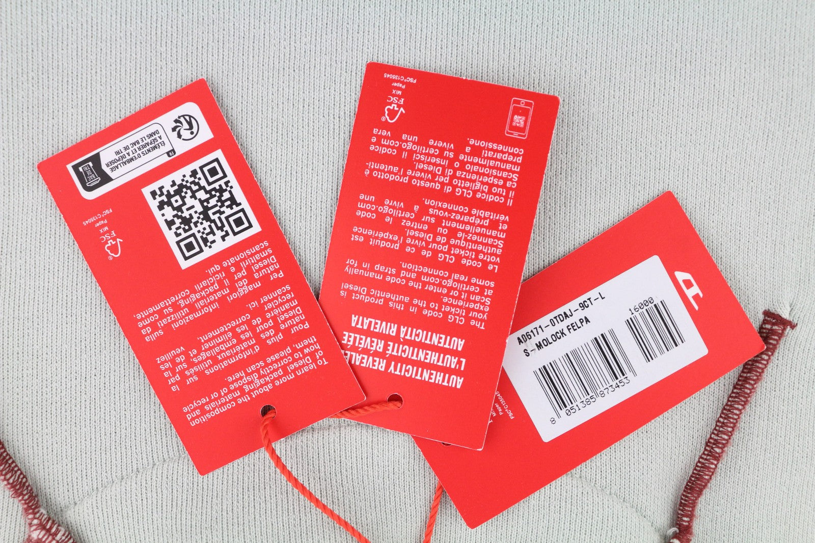 DIESEL S-Molock Mens Sweatshirt L Light Grey Pullover Oversized Crew RRP€195