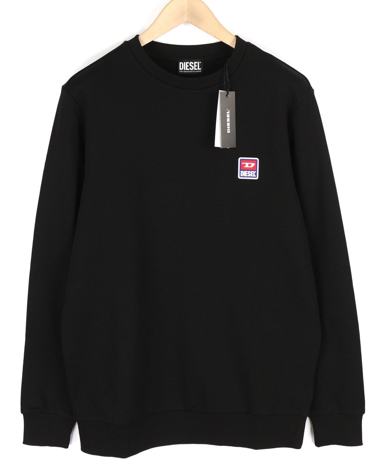 DIESEL S-Gir-Div-P Mens Sweatshirt L Black Crew Collar Pullover  RRP€100