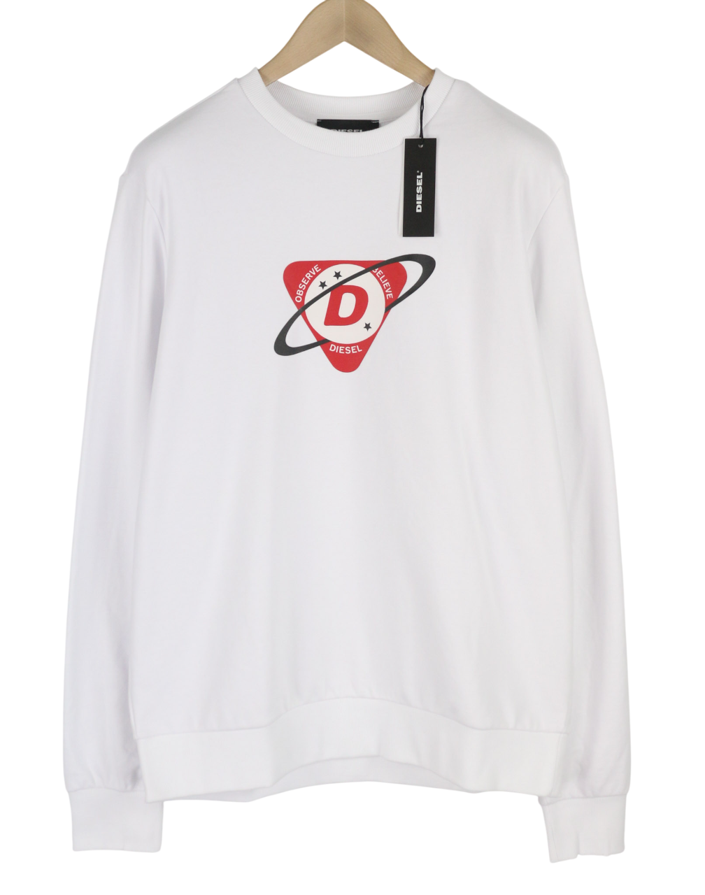DIESEL S-Girk-K23 Mens Sweatshirt XL White Pullover Crew Collar Front RRP90