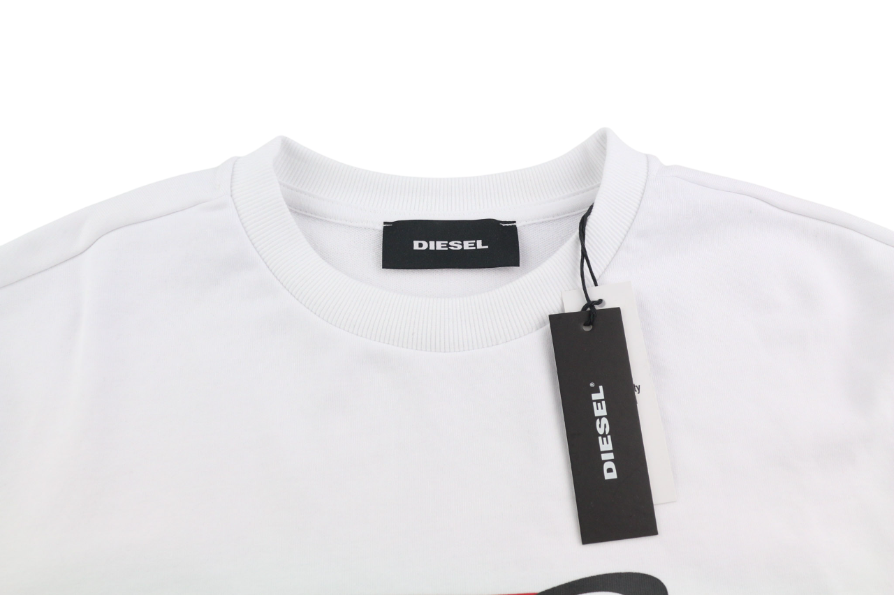 DIESEL S-Girk-K23 Mens Sweatshirt XL White Pullover Crew Collar Front RRP90