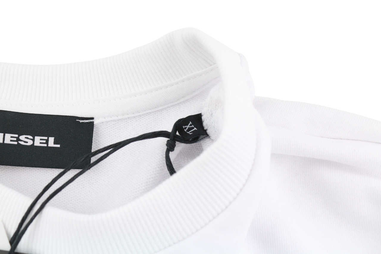 DIESEL S-Girk-K23 Mens Sweatshirt XL White Pullover Crew Collar Front RRP90