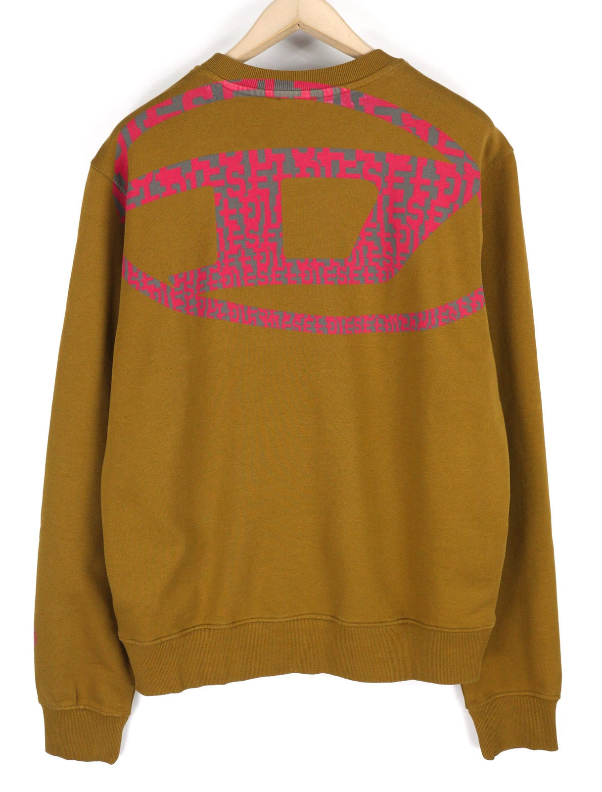 DIESEL S-Ginn-D-Mon Mens Sweatshirt XL Mid Brown Pullover Crew Collar RRP€175